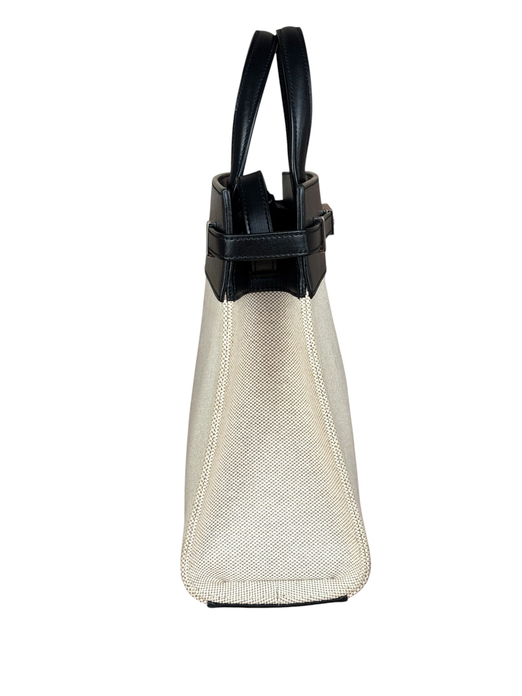 Yves Saint Laurent Two-Tone Leather Trim Small Manhattan Two-Way Bag