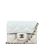 Chanel Classic Flap Card Holder on Chain Quilted Caviar Black