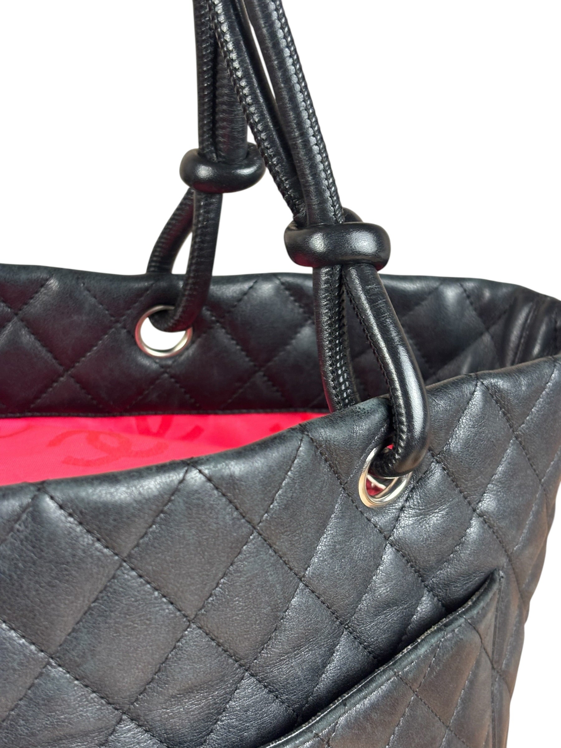 Chanel Black Leather Cambon Ligne large Tote Shoulder Bag 2004