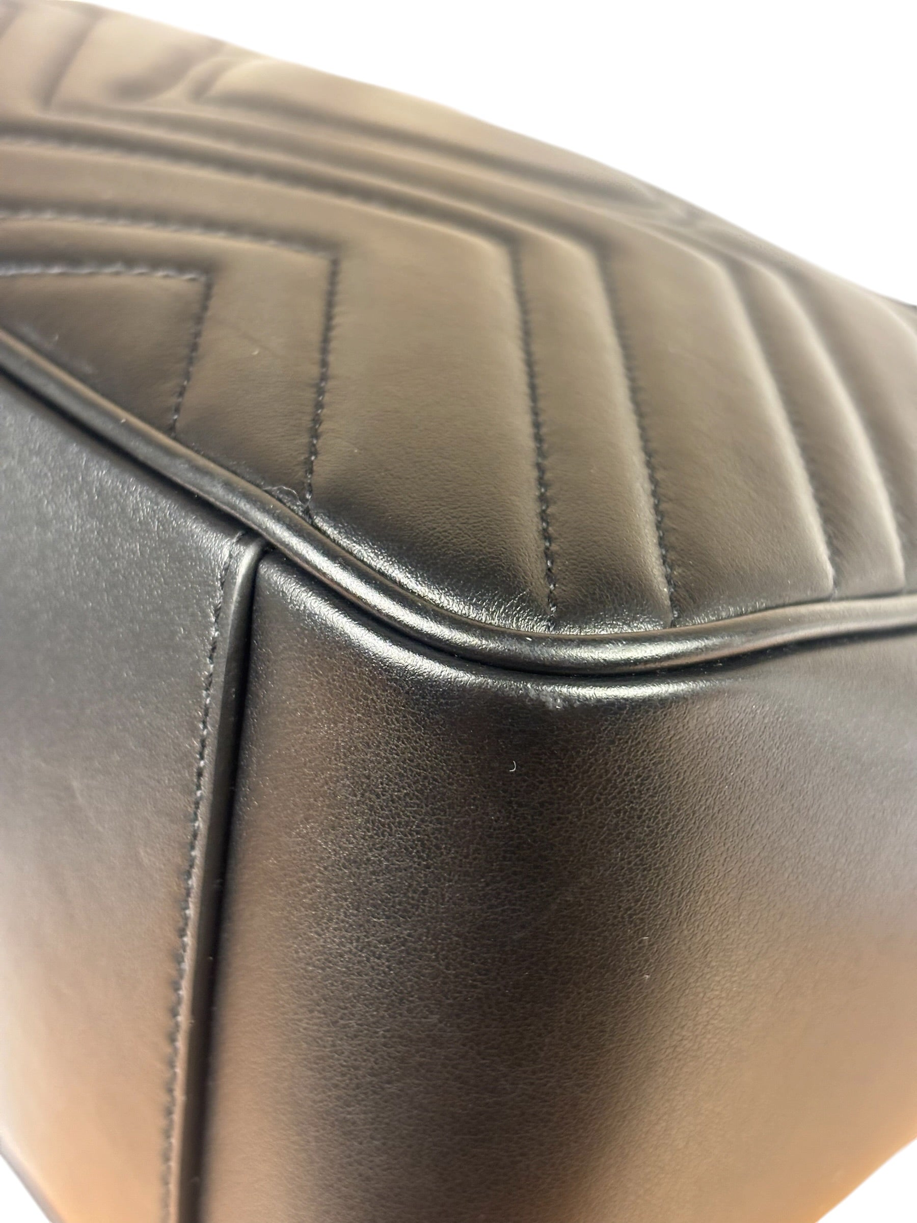 Gucci Black Leather Marmont Medium Shoulder Bag