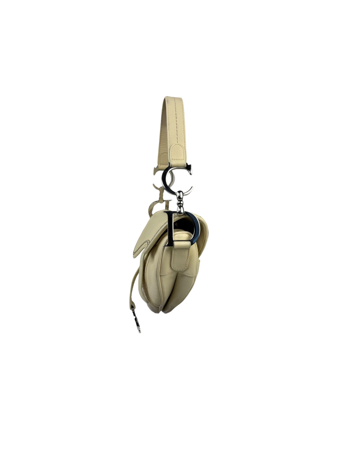 Christian Dior Cream Leather Saddle Shoulder Bag