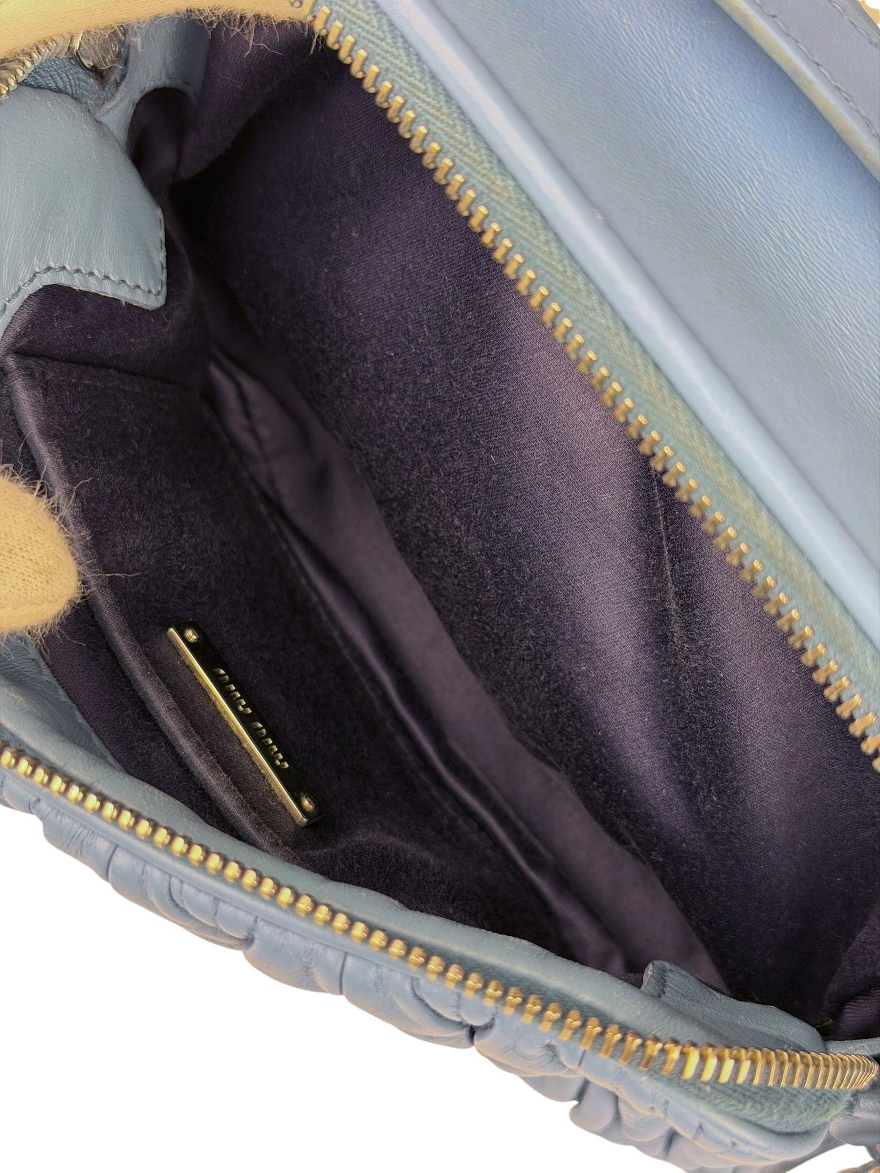 Miu Miu Blue Leather Chain Camera 2Way Shoulder Bag