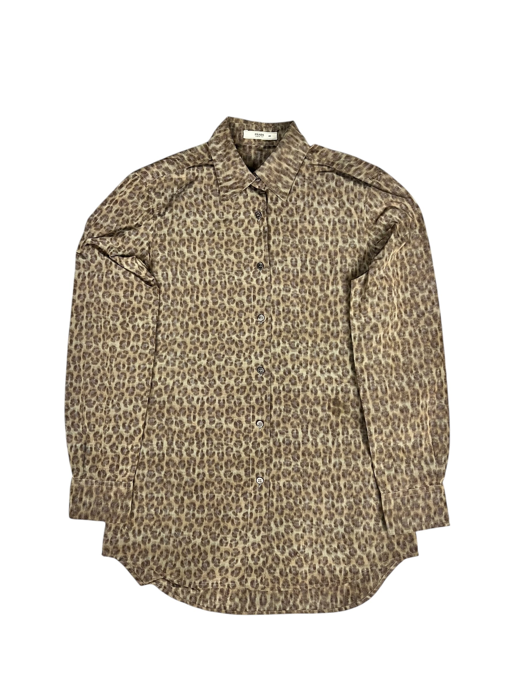 Prada Muted Cheetah Print Button Down Top