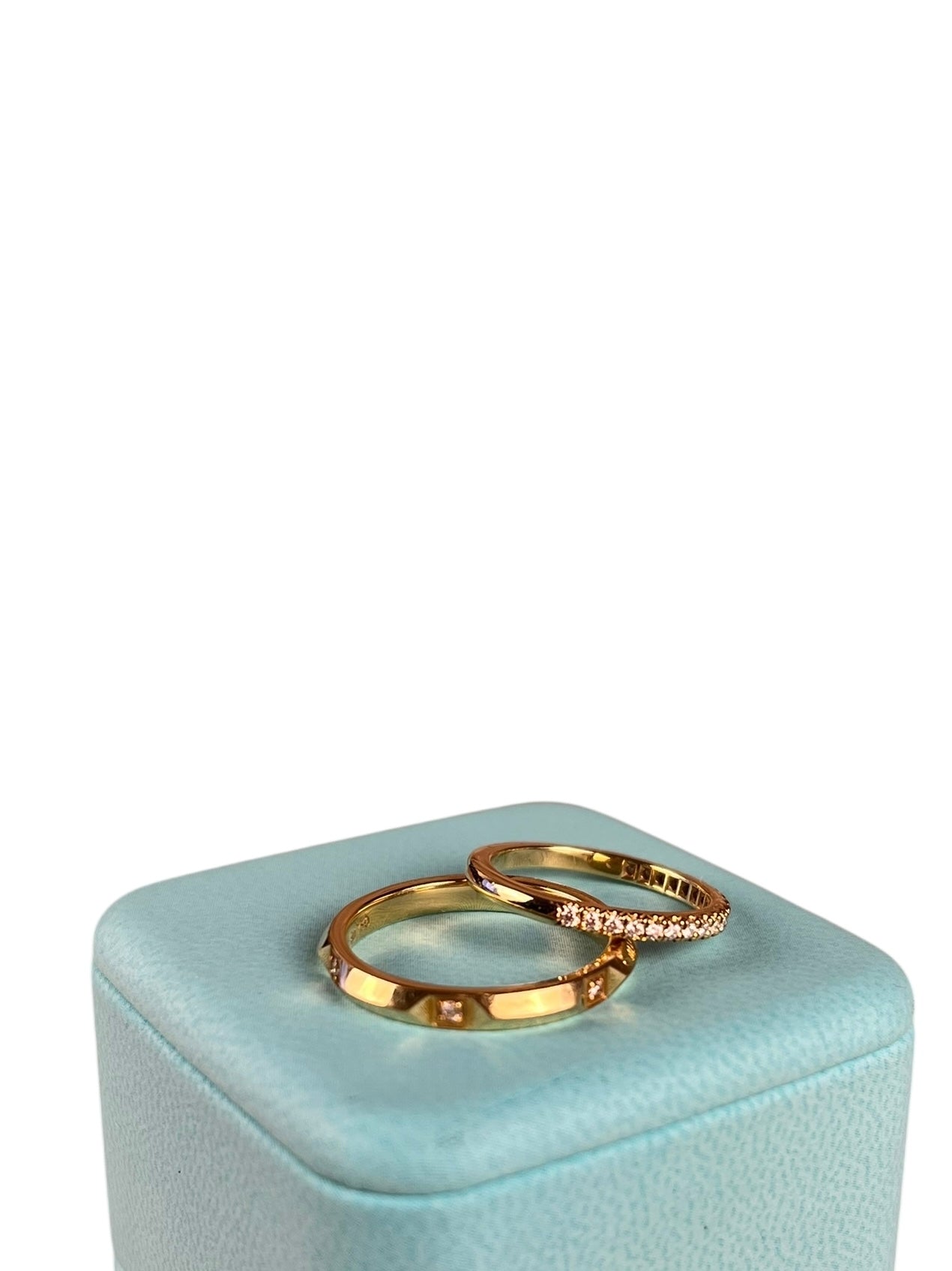 Tiffany & Co His & Hers Rings 18k Gold w/ Diamonds