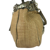 Gucci Brown Snakeskin Trim Large Raffia Positano Tote