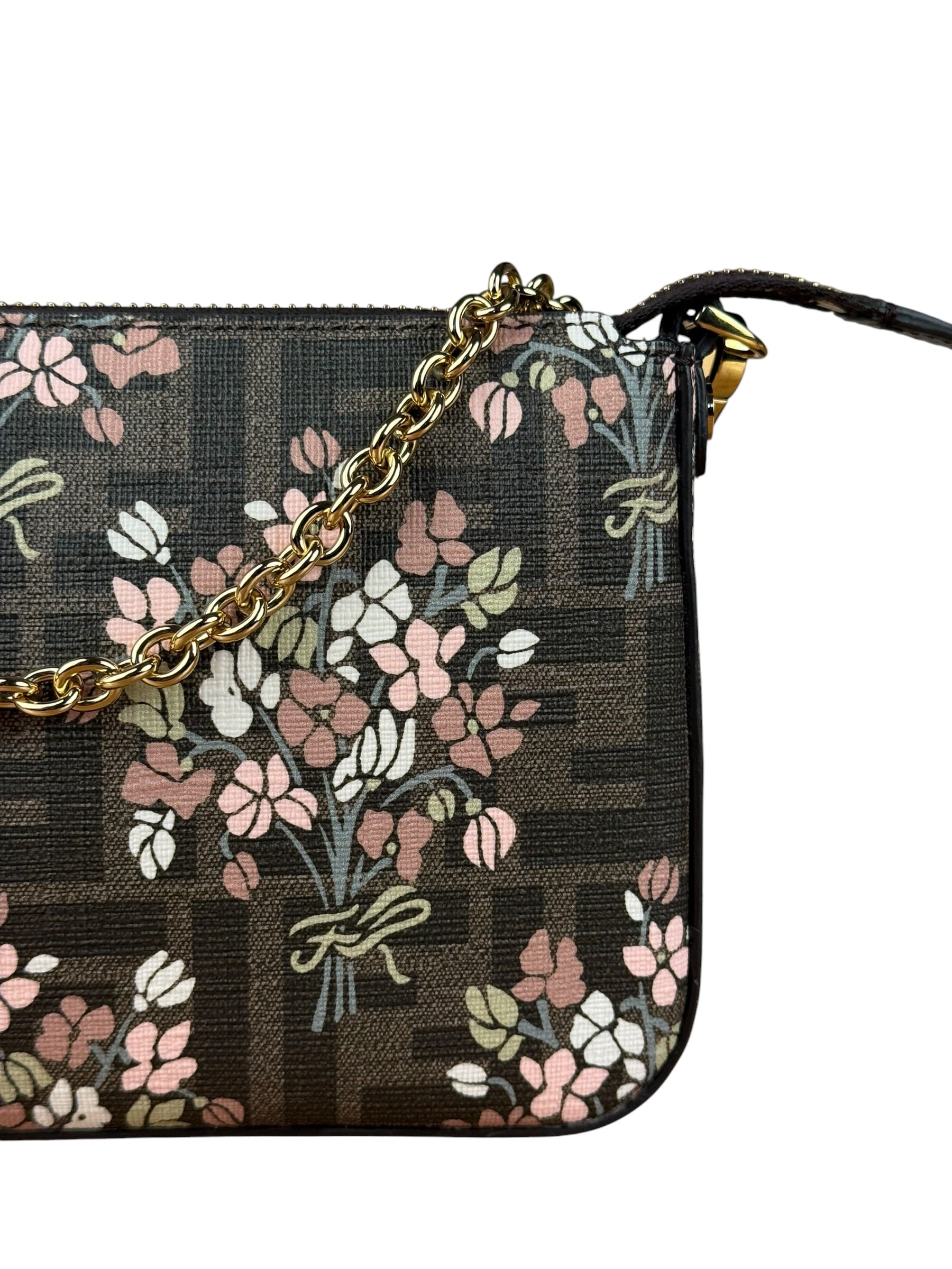 Fendi FF Floral Coated Canvas Chain Pochette