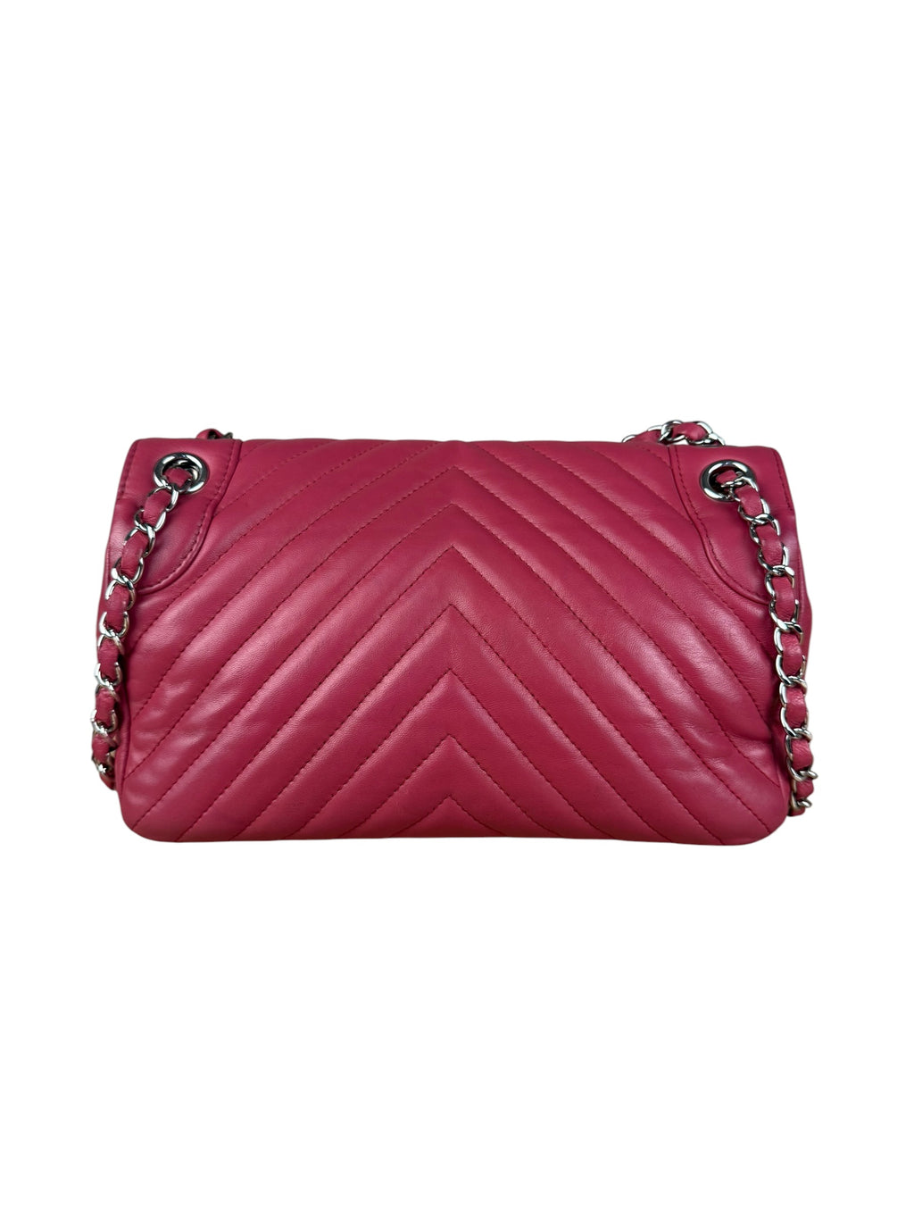 Chanel Pink Chevron Quilted Leather Medium Flap Bag 2018