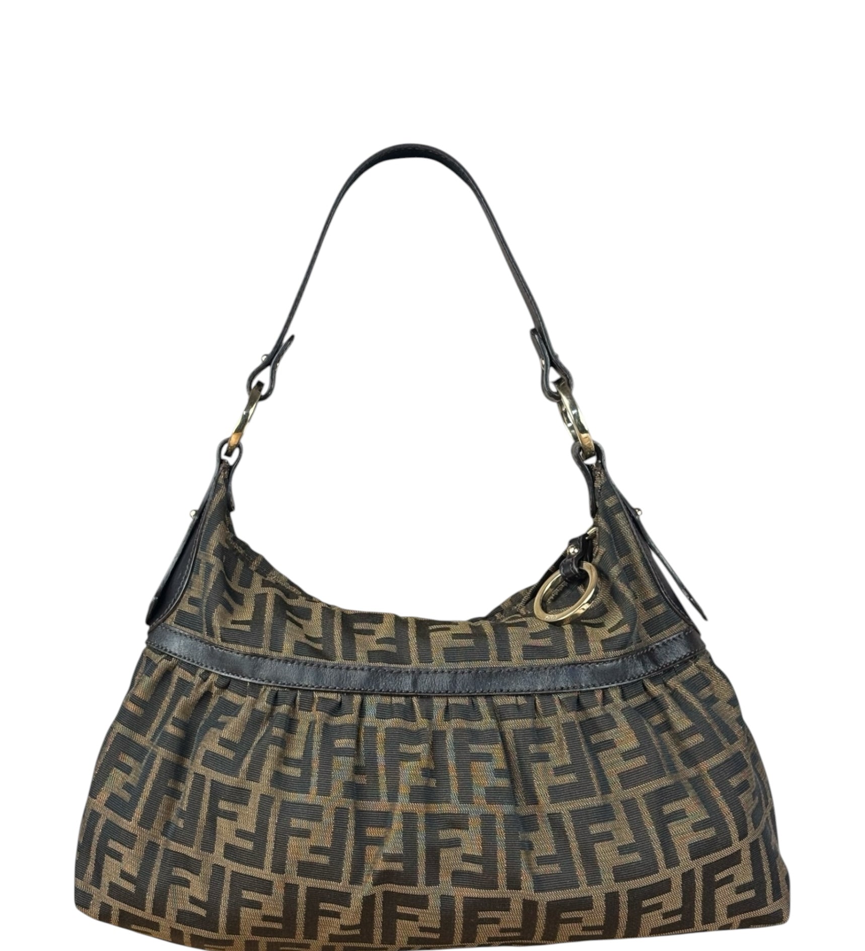 Fendi Vintage Dark Brown Zucca Chef Hobo Bag