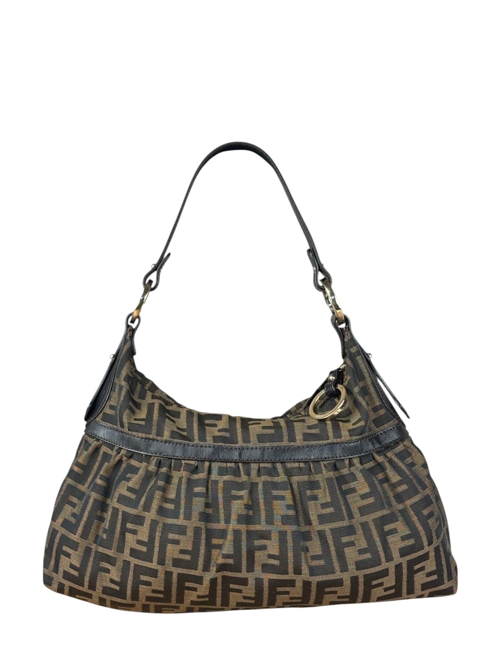 Fendi Vintage Dark Brown Zucca Chef Hobo Bag