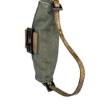 Fendi Denim/Snakeskin Trim Mini Baguette