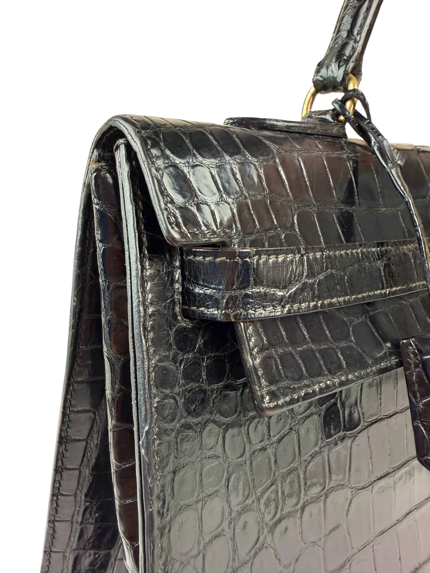 Hermes 1985 Black Crocodile Kelly 35
