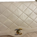 Chanel Beige Quilted CC Vintage Double Flap Bag 90s