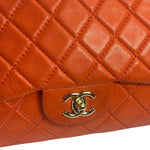 Chanel Orange Quilted Lambskin Flap Bag 2008