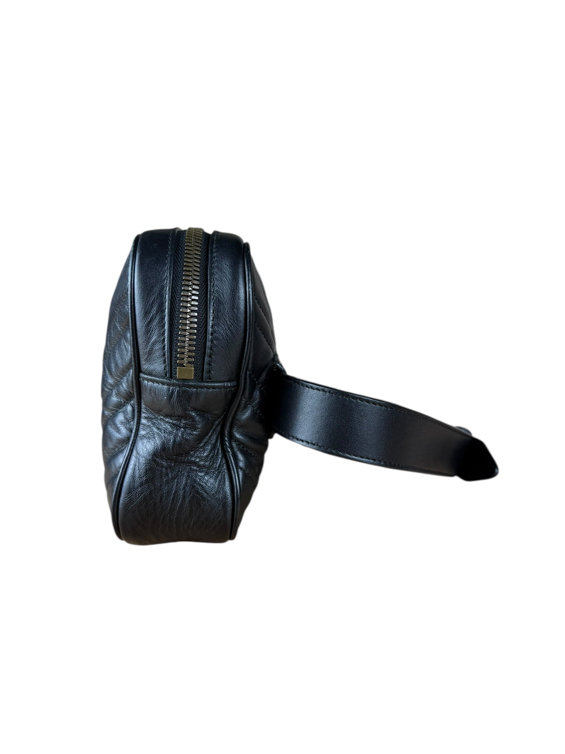 Gucci GG Black Chevron Leather Belt Bag