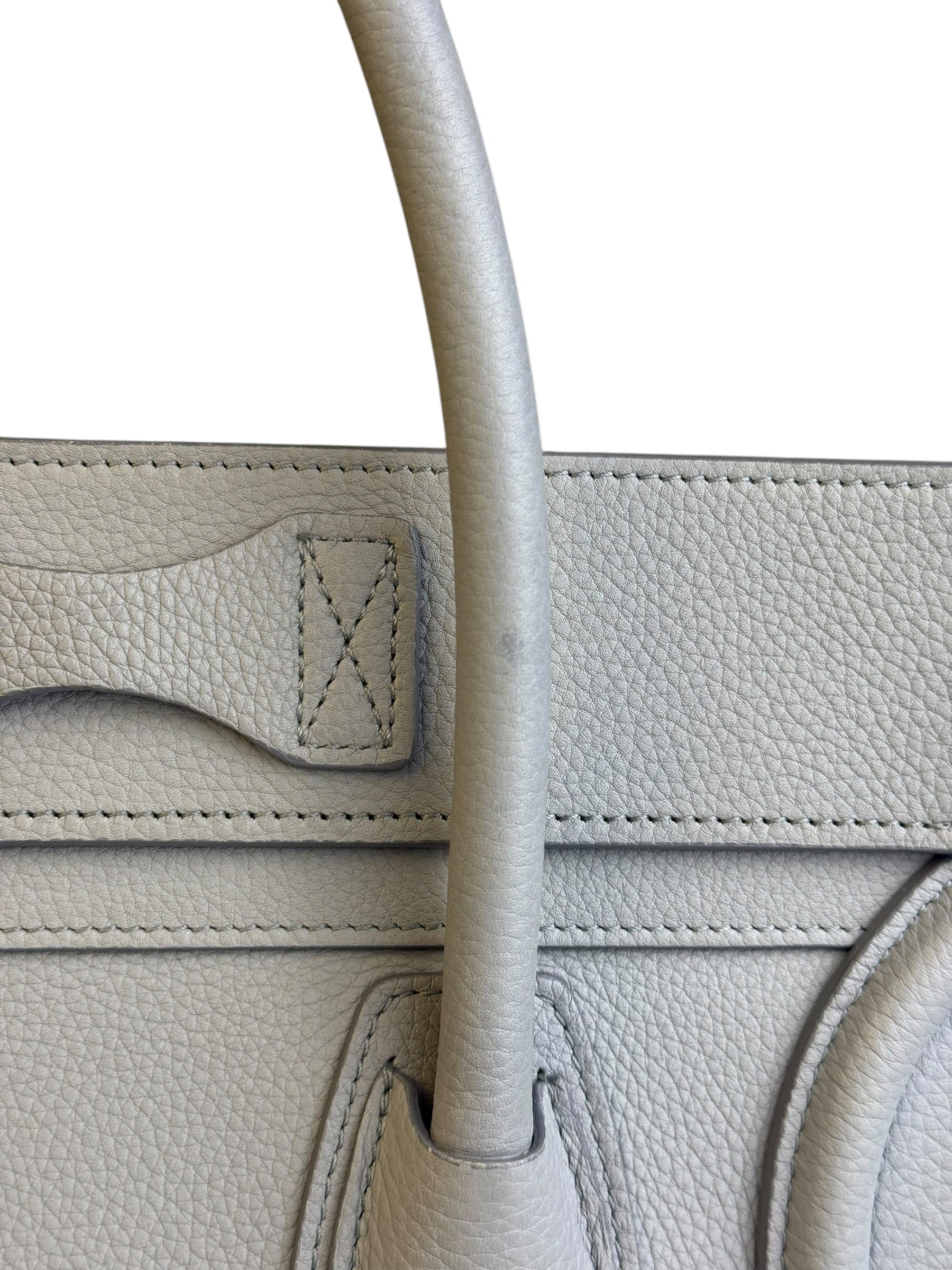 Celine Grey Pebbled Leather Luggage Micro Tote