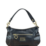 Coach Black Poppy Liquid Gloss Leather Storypatch Hobo Bag