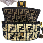 Fendi Black Raffia Zucca Shoulder Baguette