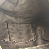Gucci Vintage Dark Brown Leather Trim GG Canvas Twin Hobo Bag