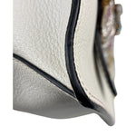 Miu Miu White Madras Ornate Crystal Jeweled Buckle Two-Way Bag
