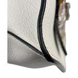 Miu Miu White Madras Ornate Crystal Jeweled Buckle Two-Way Bag