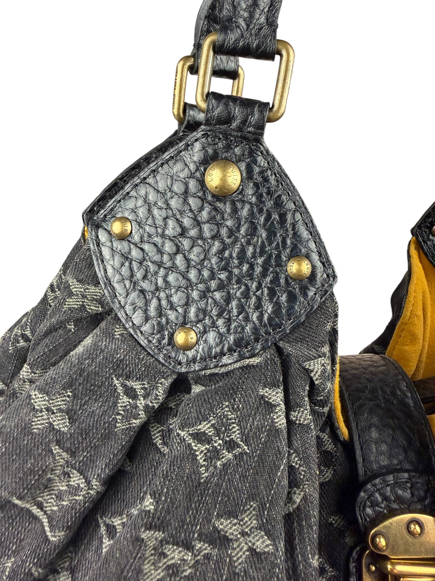 Louis Vuitton Black Denim Mahina Hobo Bag XL
