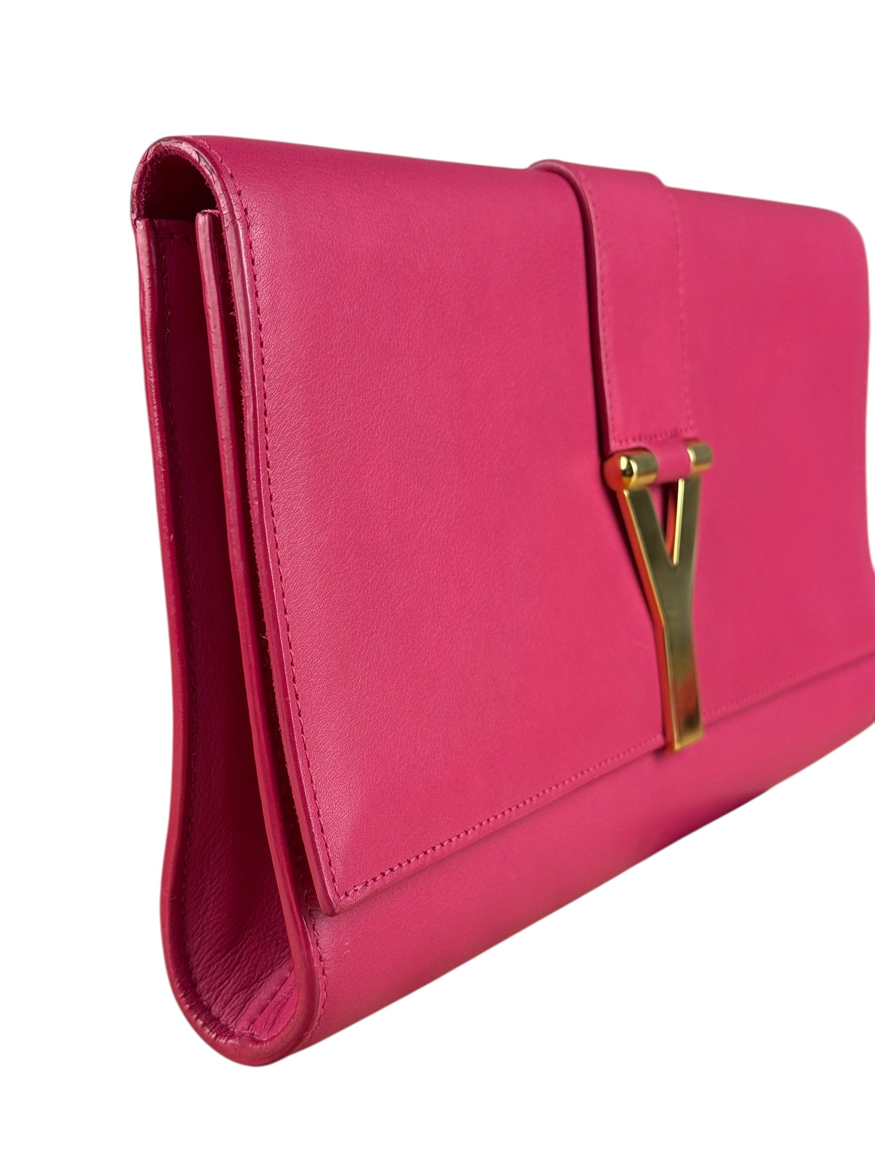 Saint Laurent Pink Leather Y Ligne Clutch