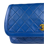 Chanel Vintage Blue Lambskin Flap Bag 1989