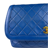 Chanel Vintage Blue Lambskin Flap Bag 1989