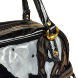 Gucci Black Patent Leather Horsebit Wave Shoulder Bag
