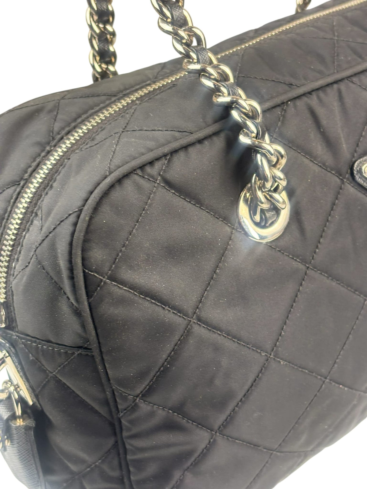 Prada Black Quilted Tessuto Nylon/Leather Trim Large Camera Bag
