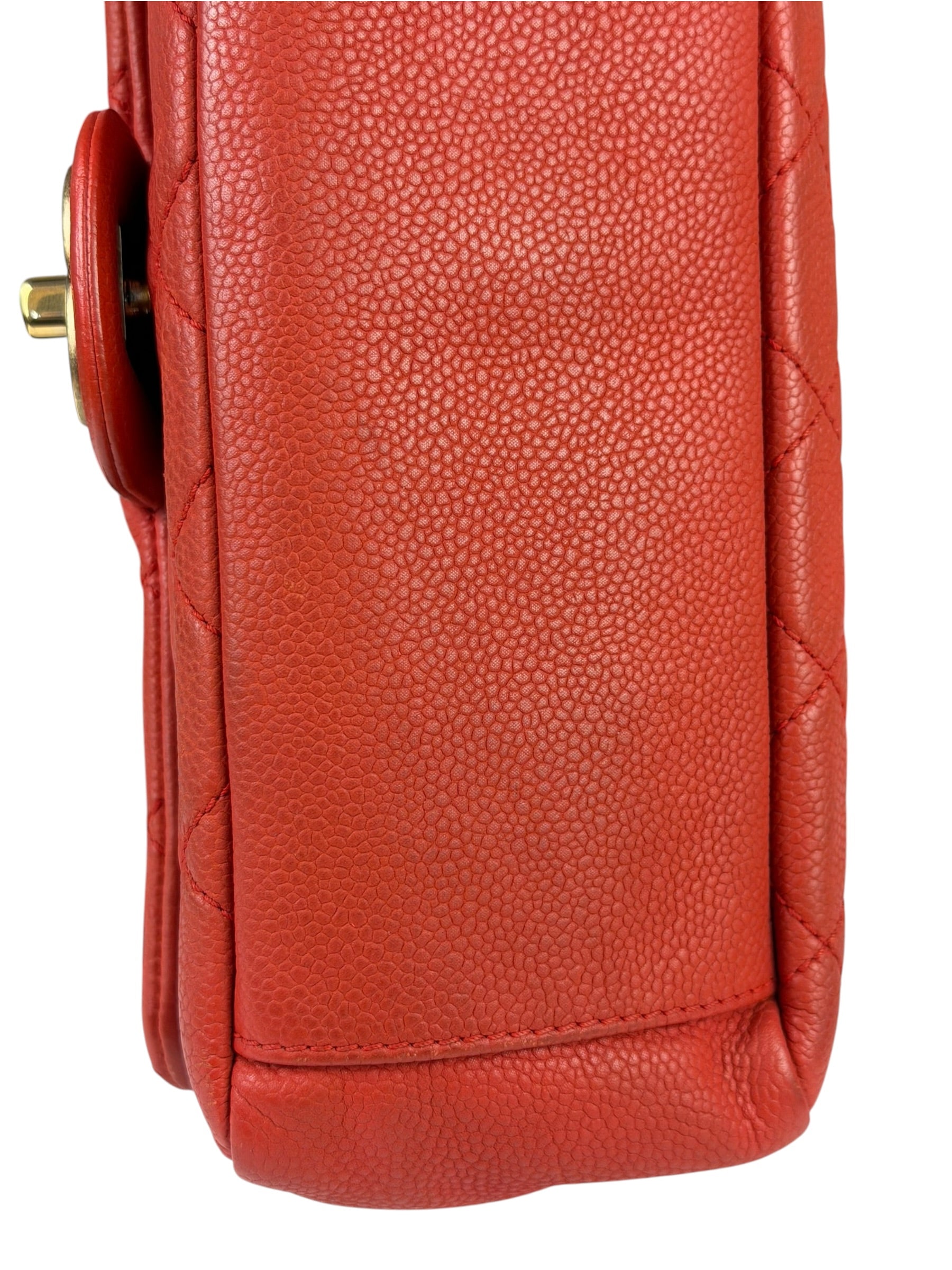 Chanel Red Quilted Caviar Leather Timeless Shoulder Bag 2012