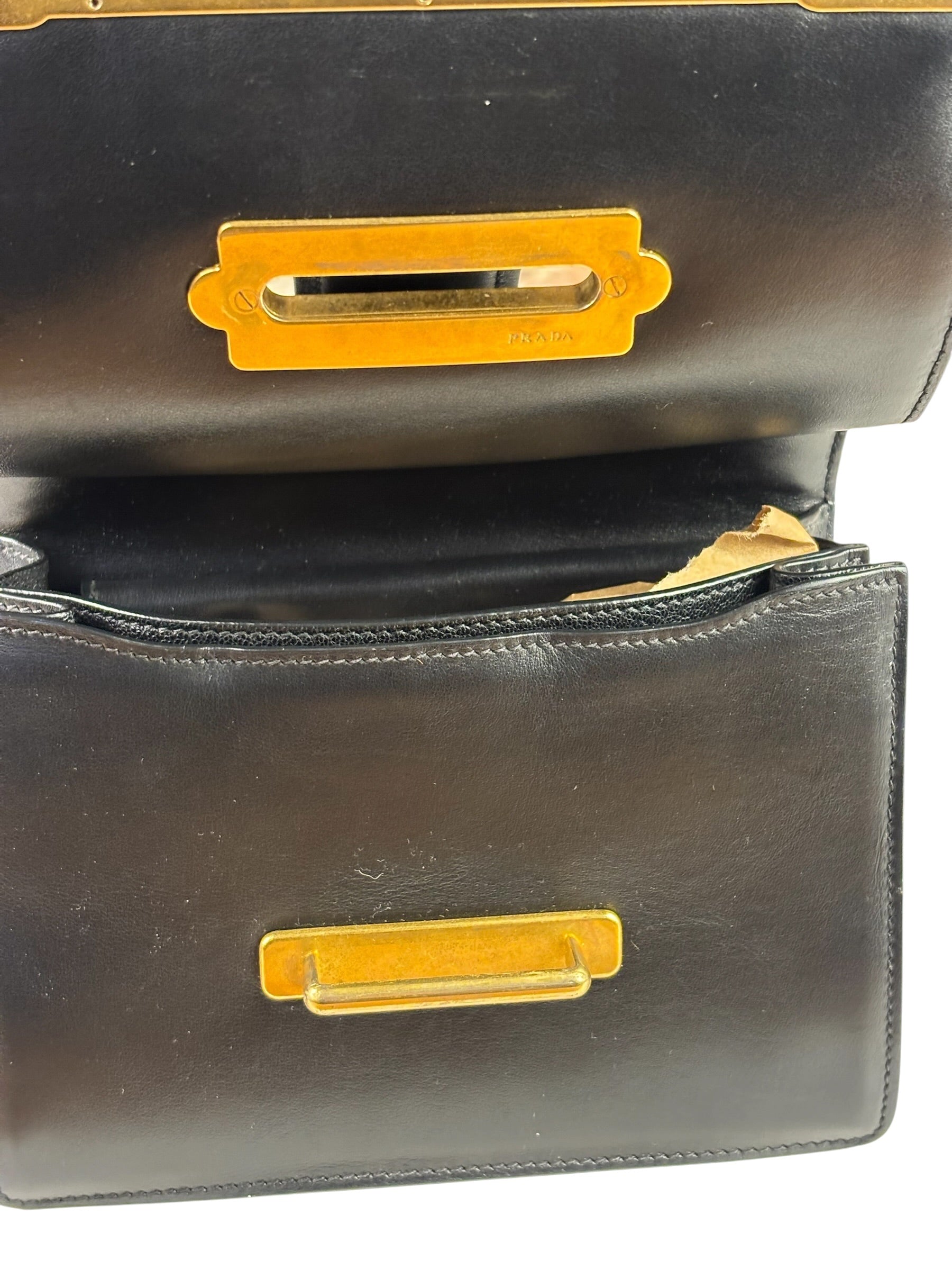 Prada Black Saffiano Leather Cahier Shoulder Bag