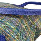 Vivienne Westwood Blue/Green Woven Plaid Saturn Shoulder Bag