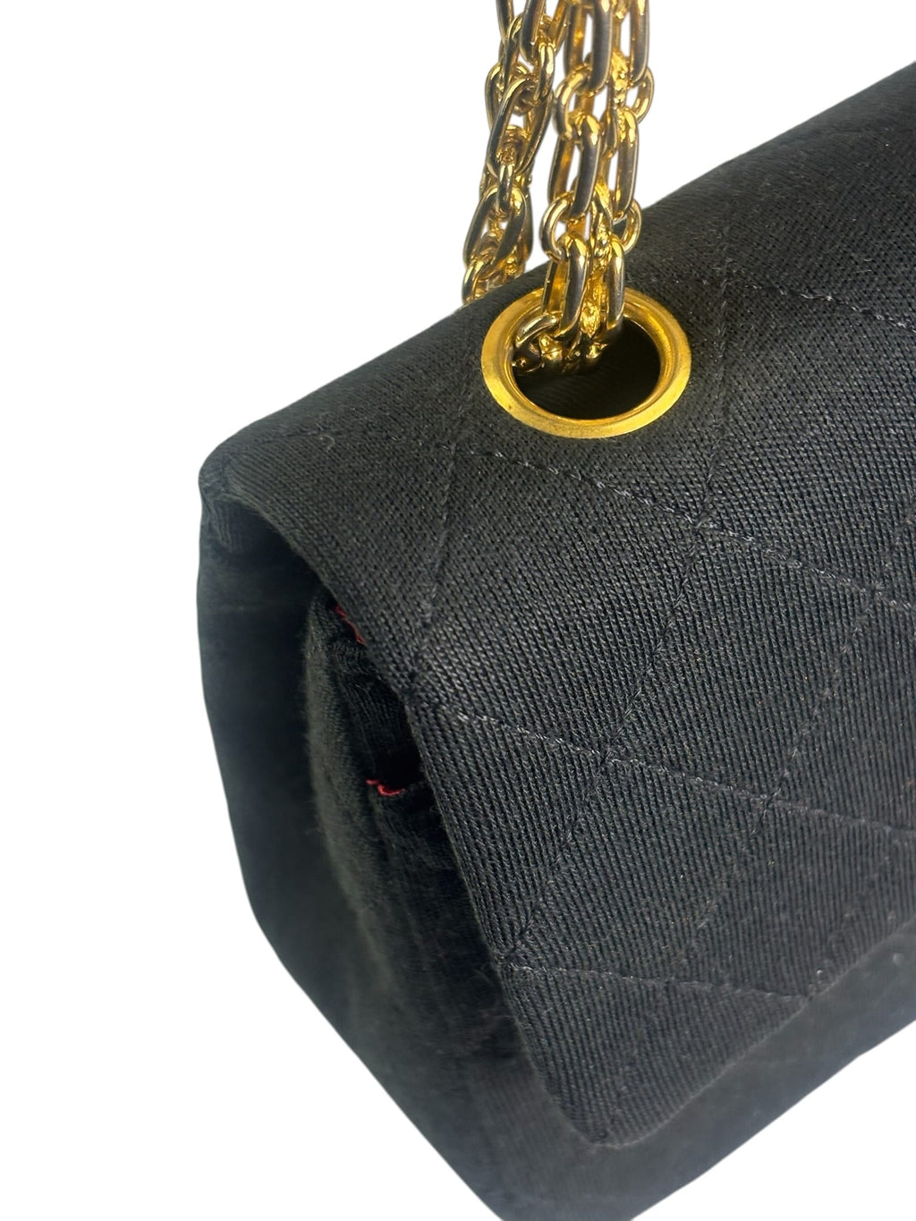 Chanel Vintage Black Quilted Jersey Double Flap Bag 1986