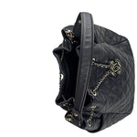 Chanel Navy Blue Leather Drawstring Bucket Two-Way Bag 2018