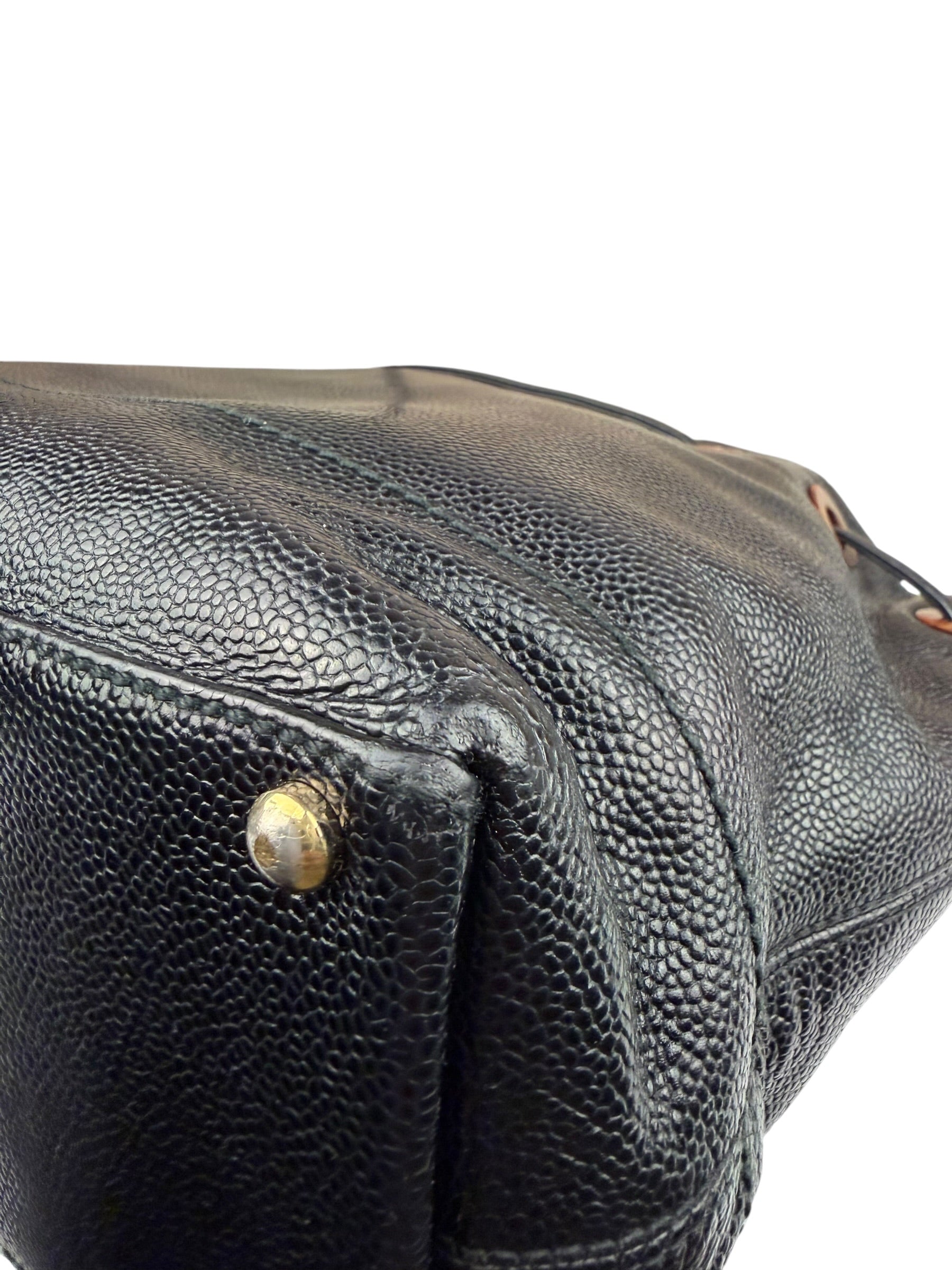 Chanel Black Caviar CC Drawstring Tote Bag 2002