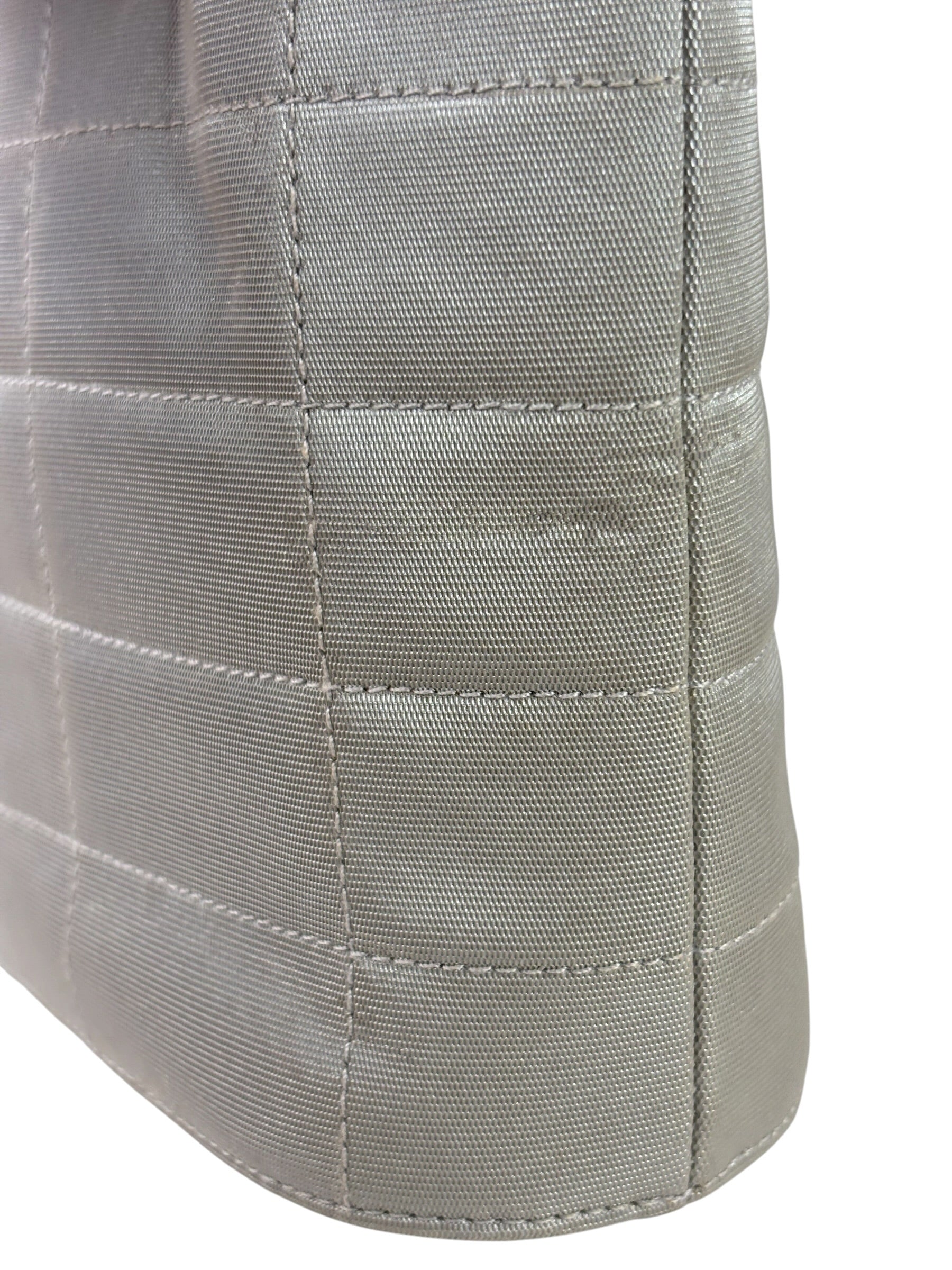Chanel Silver Nylon Quilted Vintage Mini Chocolate Bar Tote 1997