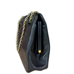 Chanel Vintage Black Chevron Leather Chain Bag