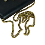 Gucci GG Crystal Embellished Black Leather Wallet on Chain Bag