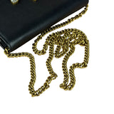 Gucci GG Crystal Embellished Black Leather Wallet on Chain Bag