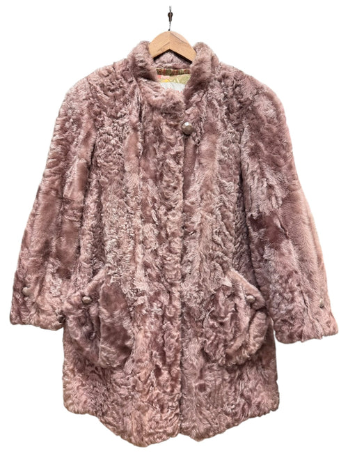 Vintage Altima Mauve/Dusty Rose Persian Lamb Mid-Length Fur Coat