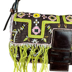 Fendi Canvas Baguette Dark Brown Beaded