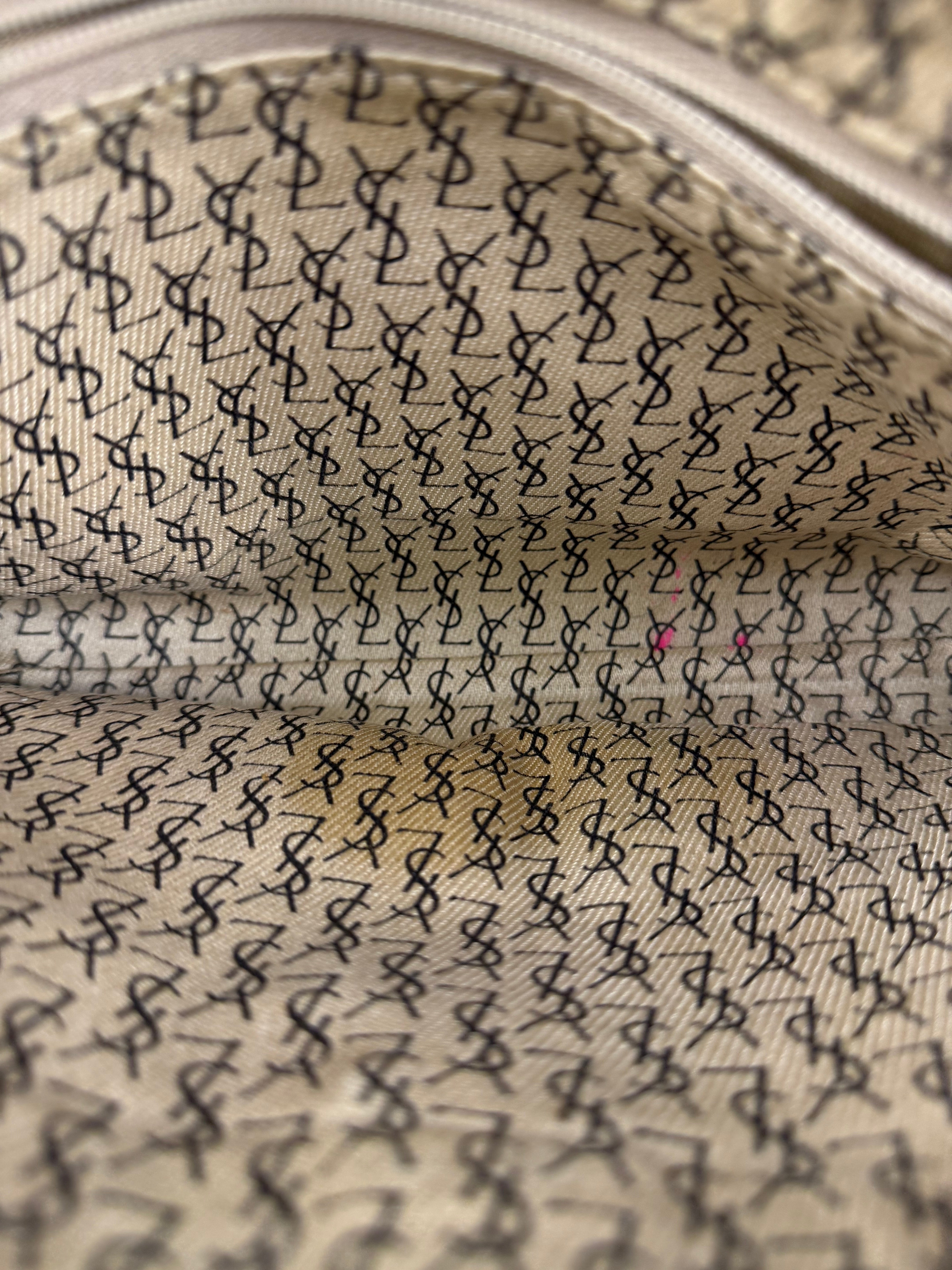 Yves Saint Lauren Vintage Gray Giraffe Printed Leather Clutch