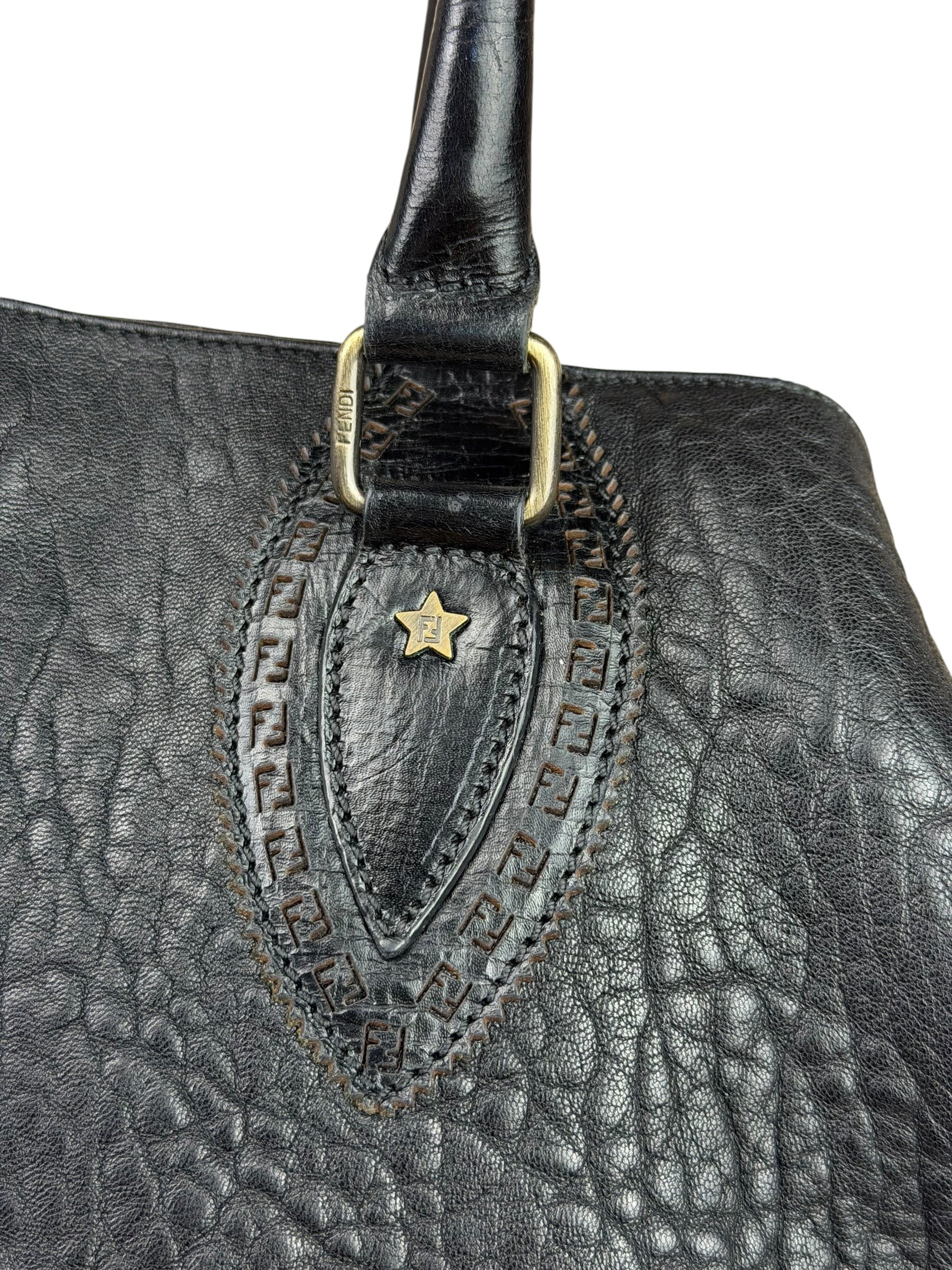 Fendi Black Leather Etniko Du Jour Shoulder Bag