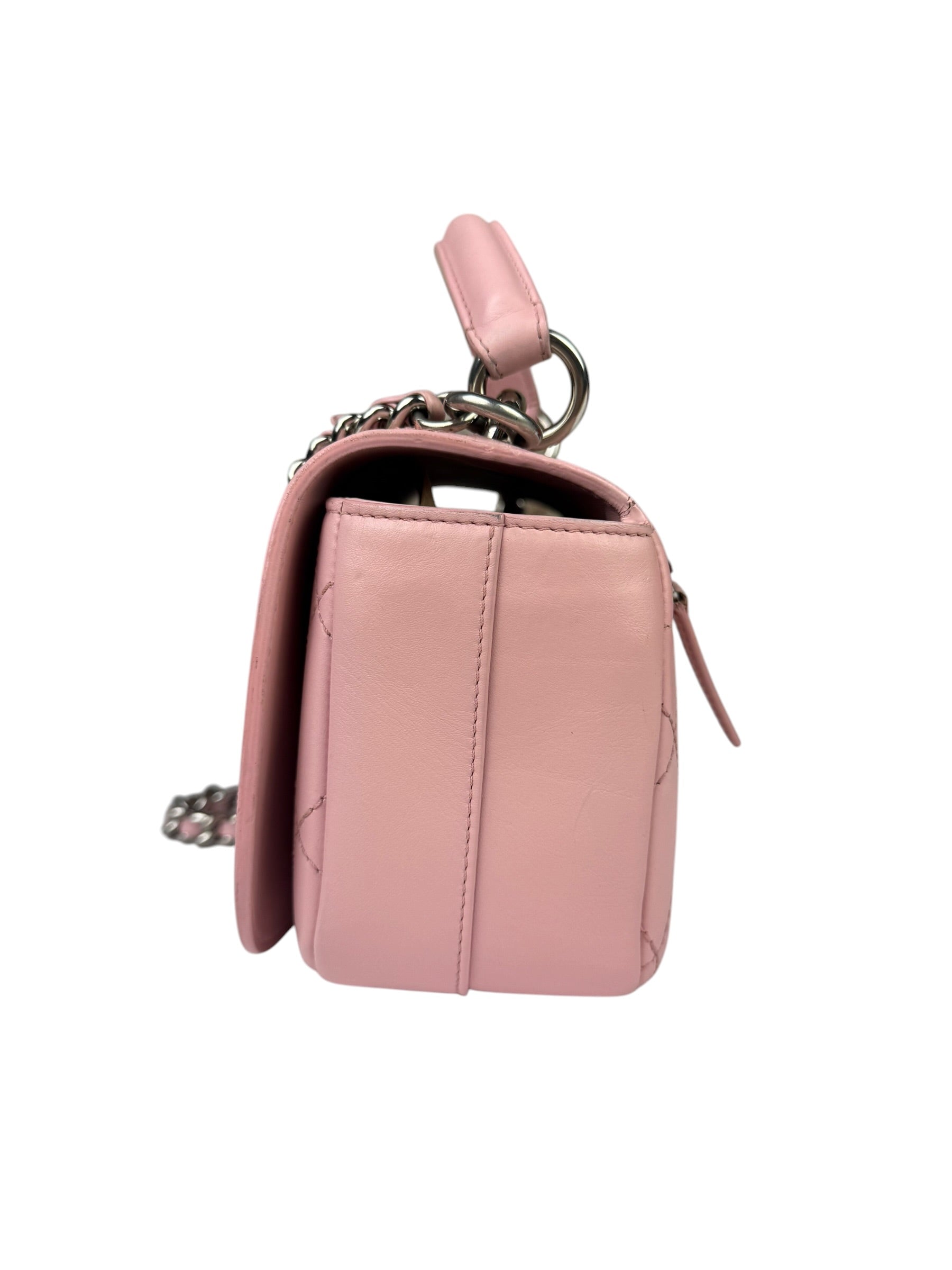 Chanel Pink Stitch Quilt Ring My Bag 2Way Flap 2017
