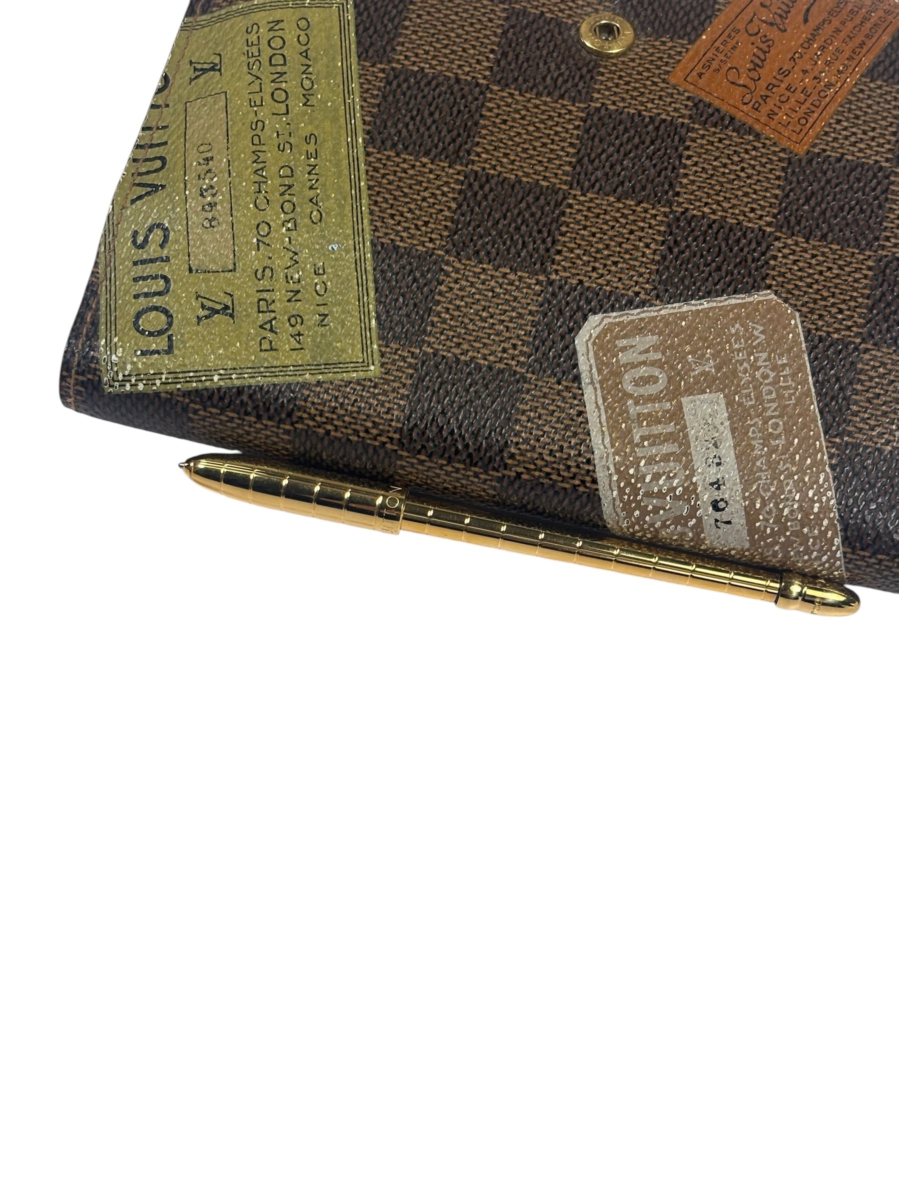 Louis Vuitton Damier Ebene Trunk & Labels Small Ring Agenda Cover
