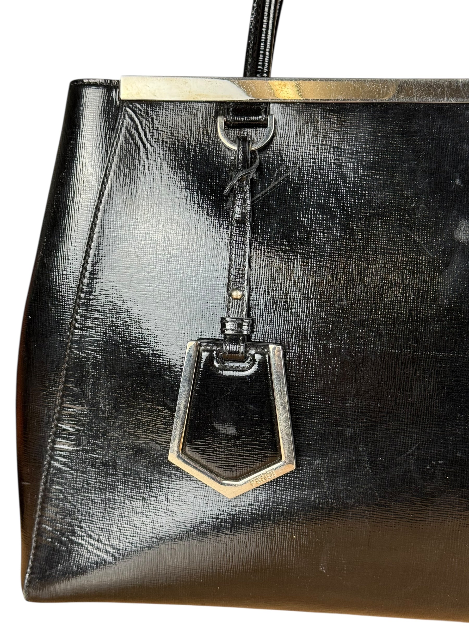 Fendi Black Patent Leather 2Jours Handbag
