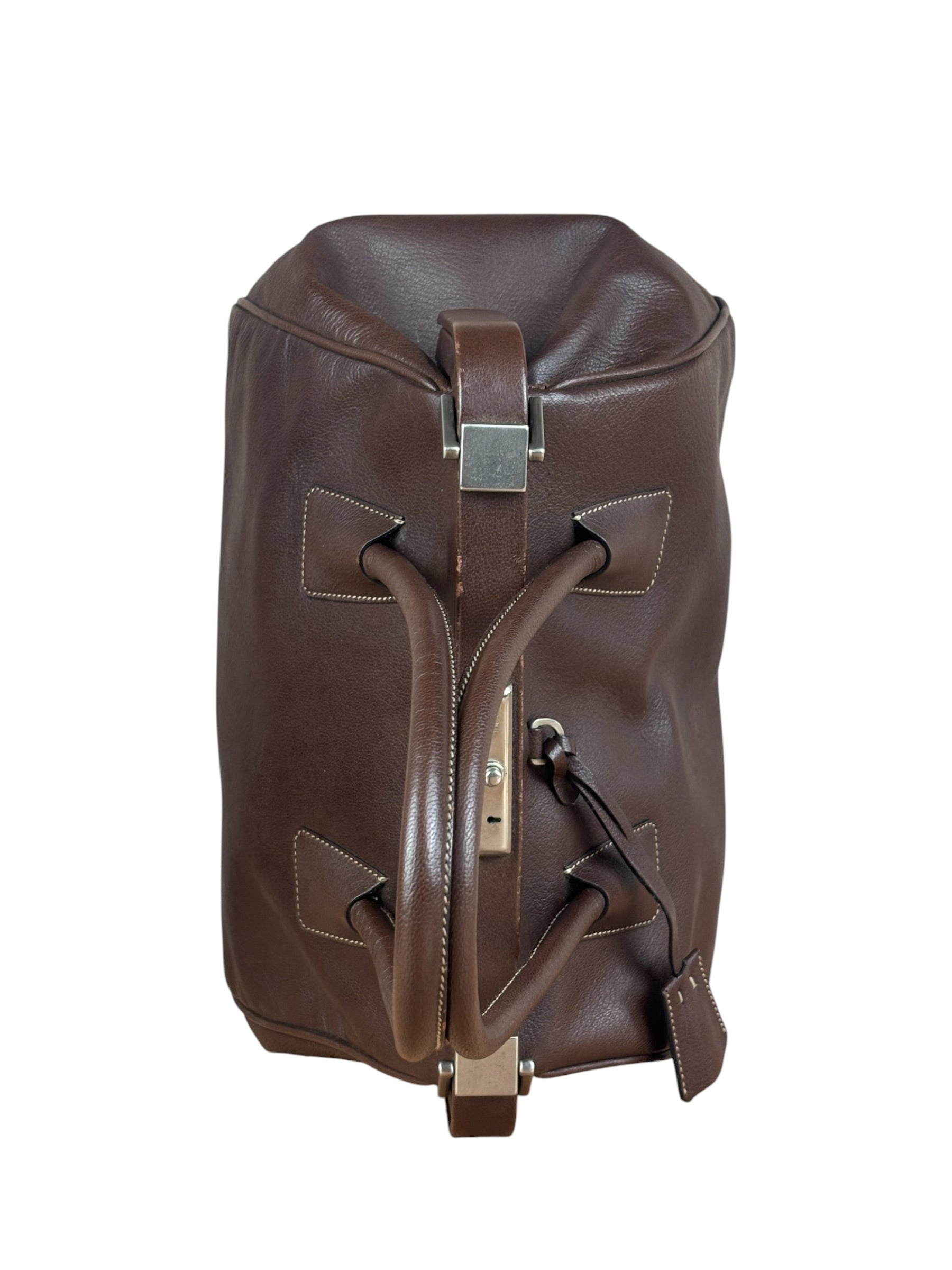 Prada Brown Leather Madras Cerniera Doctor Handbag