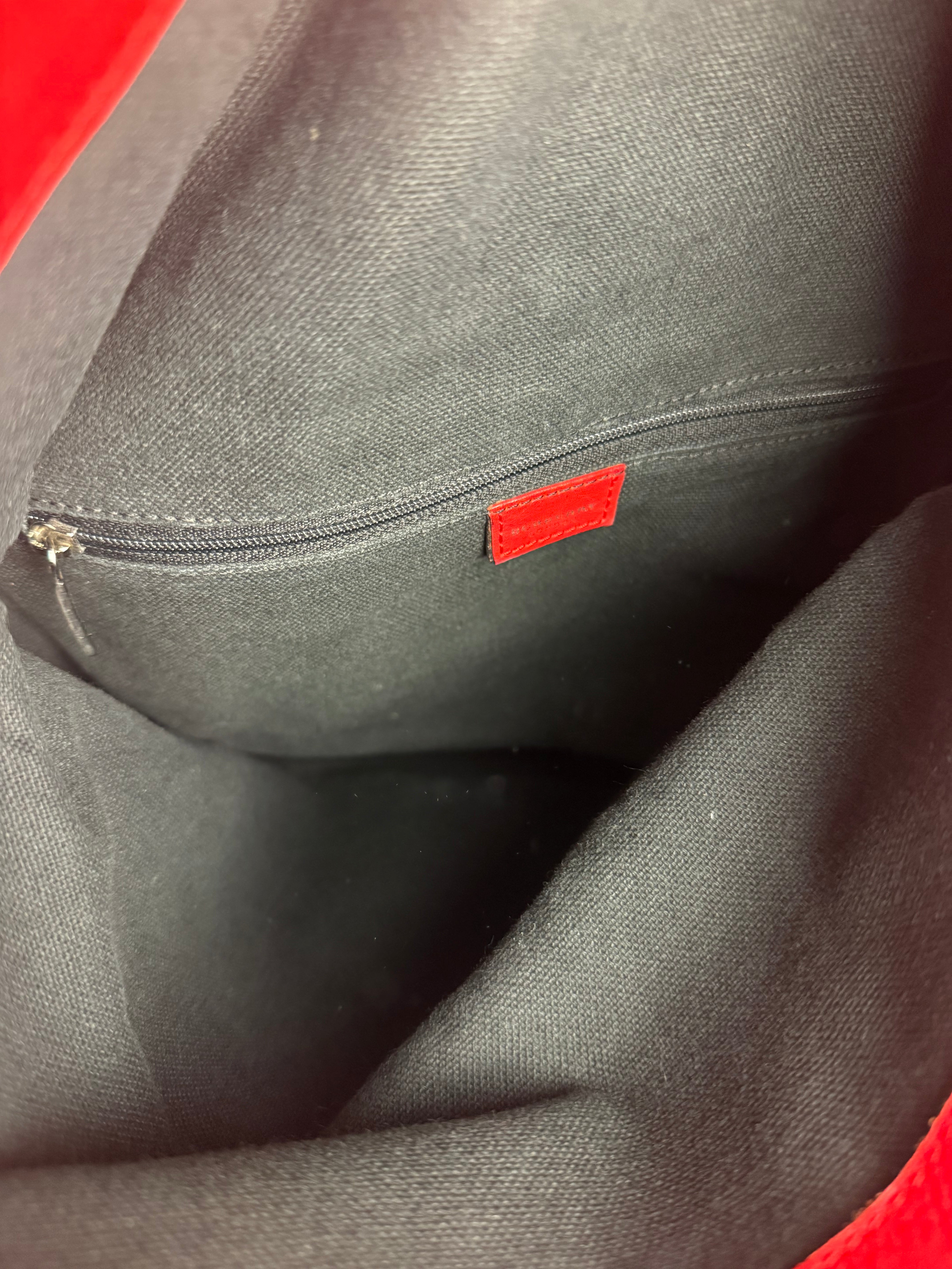 Burberry Red Leather Haymarket Check Shoulder Bag