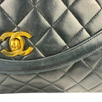 Chanel Black Quilted Lambskin Half Moon Flap 1989
